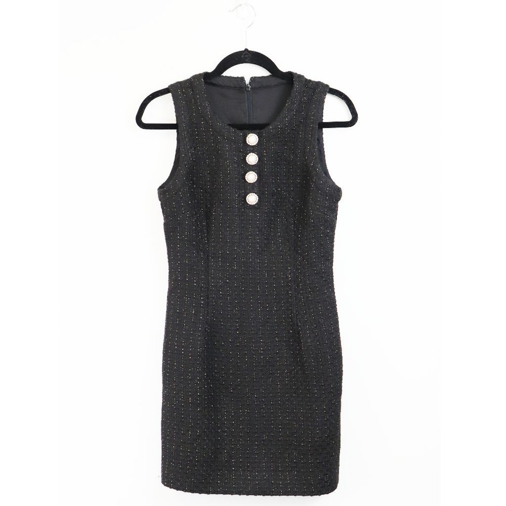 REVOLVE Black Mini Dress with Gold Accents